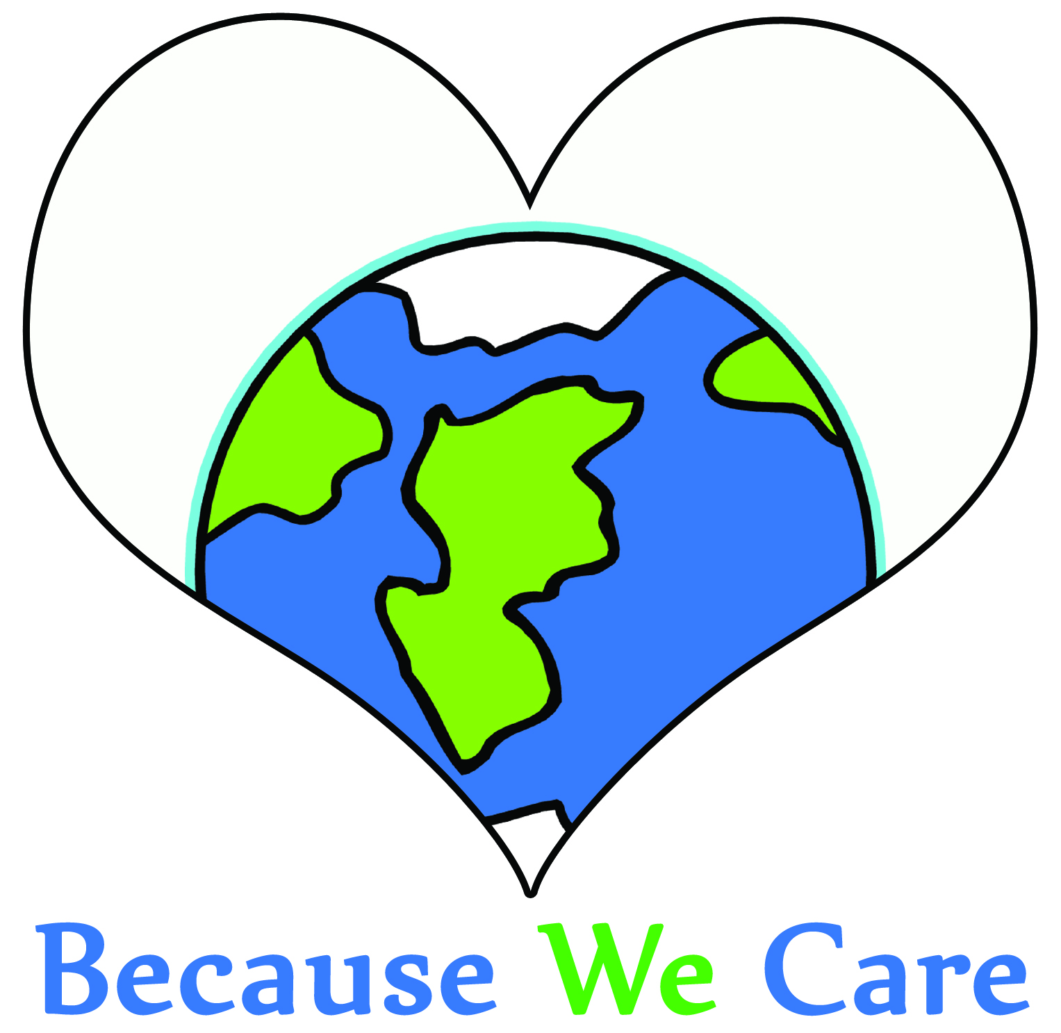 Logo of a world in a heart, for Because WE Care blog on becoming a World Class Citizen